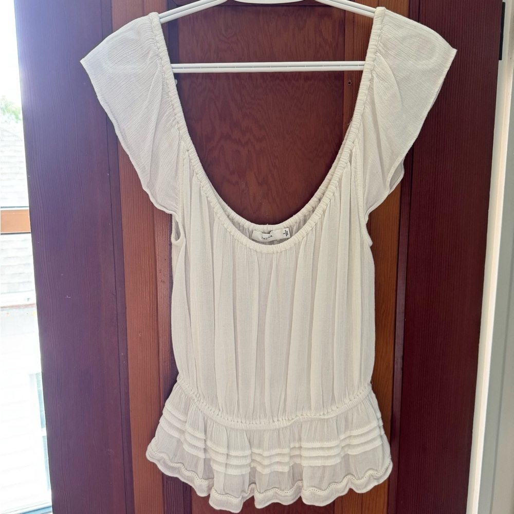 Talula White Cap Sleeve Pleated Blouse